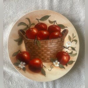 Decorative Plate with Red Apples Design